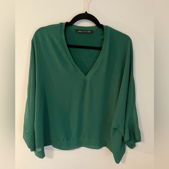 Zara green top. Chiffon overlay. Size M - Picture 1 of 7